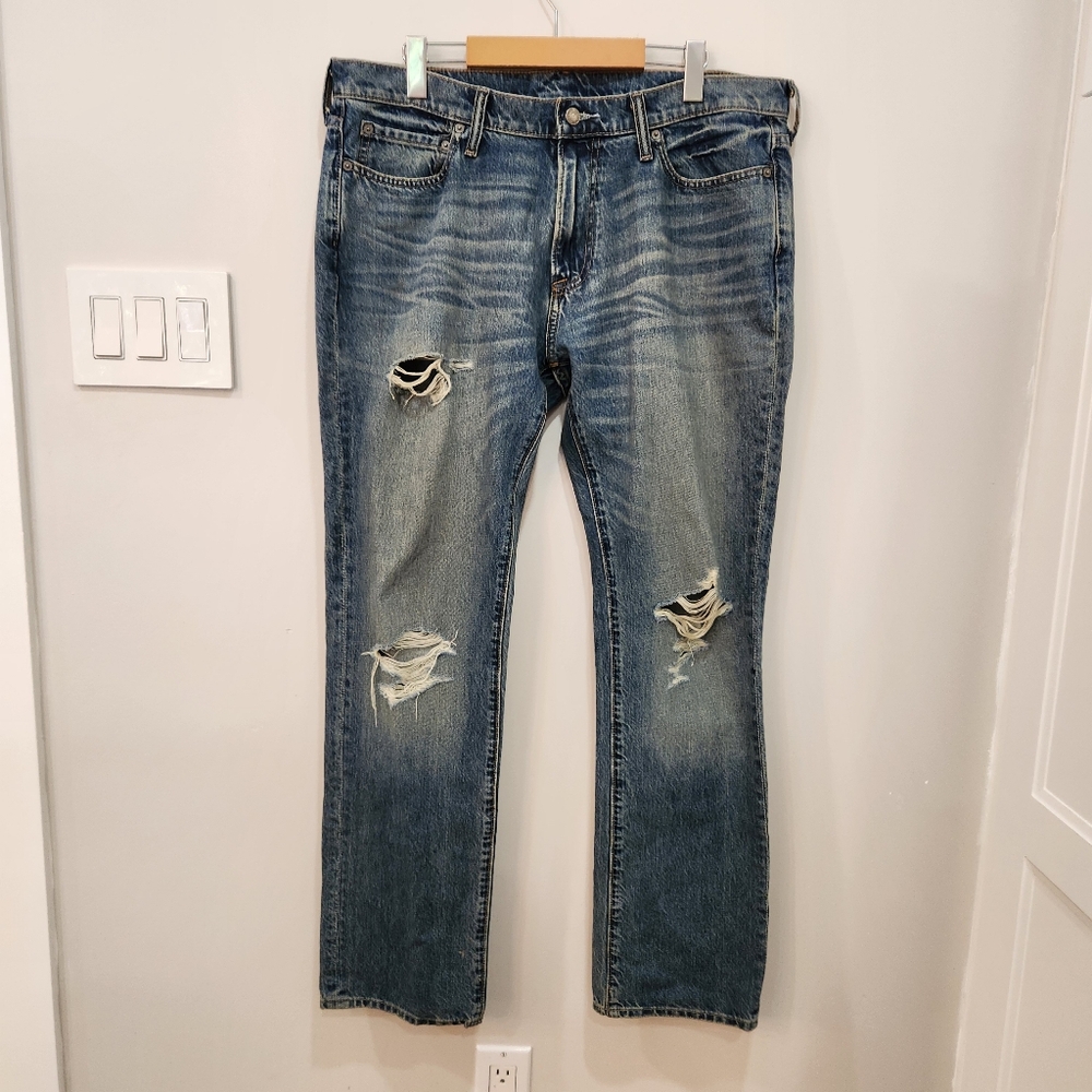 Abercrombie & Fitch Jeans Mens 34x32 Blue Kennan Straight Denim Pants Vintage